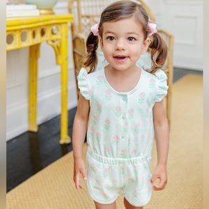 TBBC NWT Marion Rose Romper Flowers For Friends (Seafoam)